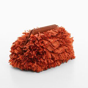 NWT Mango fringed clutch bag burnt orange